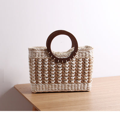 Bolsa de Playa Tejida a Mano con Fibra de Maíz - Estilo Retro - Image 3