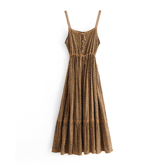Vestido Estampado Leopardo con Detalles de Encaje