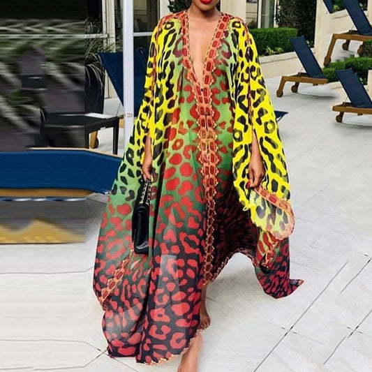 Vestido Elegante de Gasa con Escote en V - Image 2