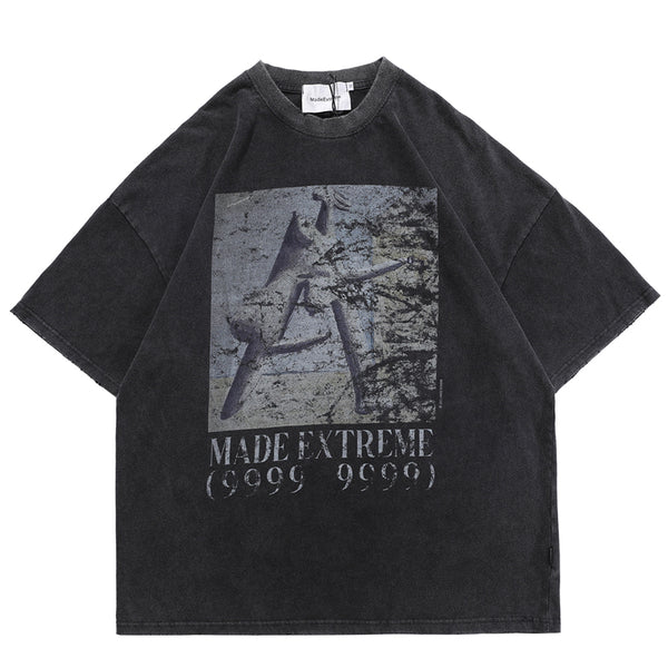 Camiseta Oversized Retro Hip-Hop para Hombre - Estilo Street Urbano