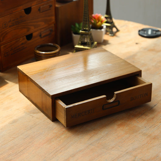 Organizador de Escritorio de Madera con Cajones - Base Elevada de Doble Nivel - Image 6