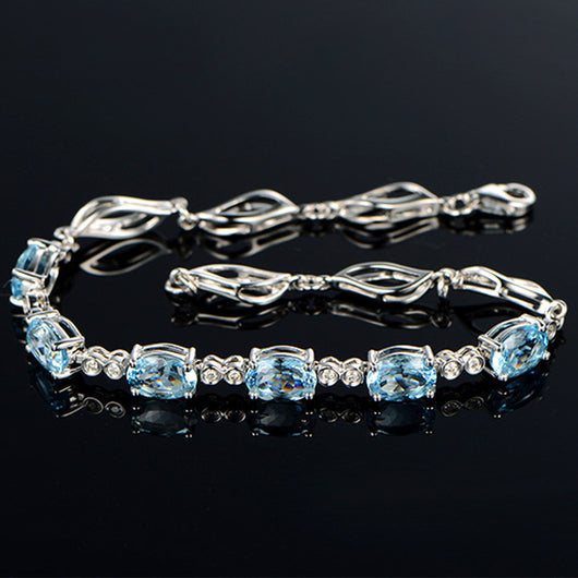 Pulsera de Zafiro Azul Cristal - Joya Minimalista Lujo para Parejas - Image 8
