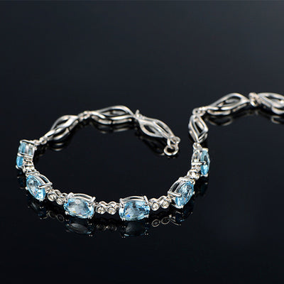 Pulsera de Zafiro Azul Cristal - Joya Minimalista Lujo para Parejas - Image 9
