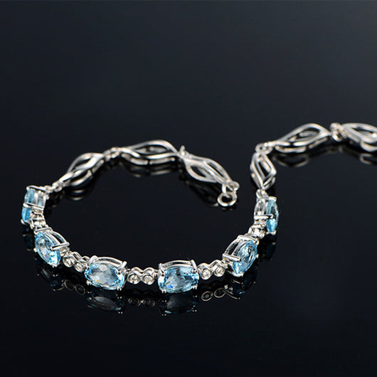 Pulsera de Zafiro Azul Cristal - Joya Minimalista Lujo para Parejas - Image 9