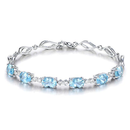 Pulsera de Zafiro Azul Cristal - Joya Minimalista Lujo para Parejas - Image 2