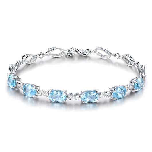 Pulsera de Zafiro Azul Cristal - Joya Minimalista Lujo para Parejas - Image 2