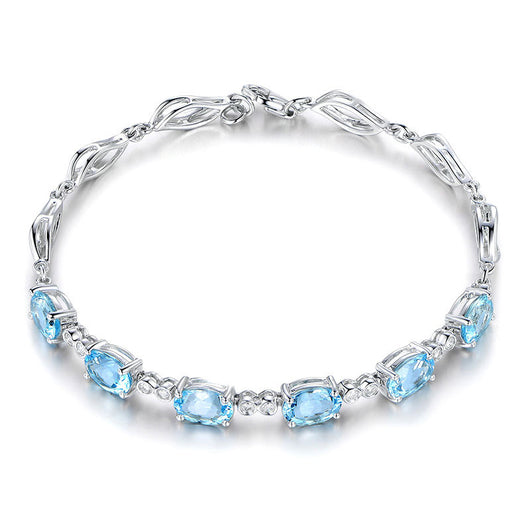 Pulsera de Zafiro Azul Cristal - Joya Minimalista Lujo para Parejas