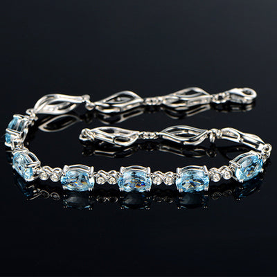 Pulsera de Zafiro Azul Cristal - Joya Minimalista Lujo para Parejas - Image 4