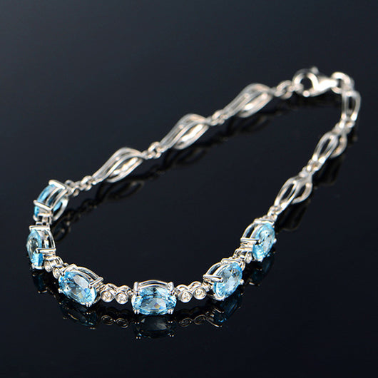 Pulsera de Zafiro Azul Cristal - Joya Minimalista Lujo para Parejas - Image 5