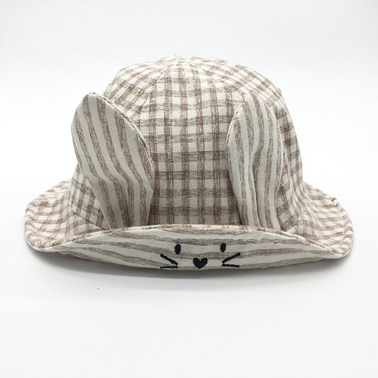 Gorro Pescador Bebé con Orejas - Protección Solar Diseño Cuadrícula Fina - Image 2