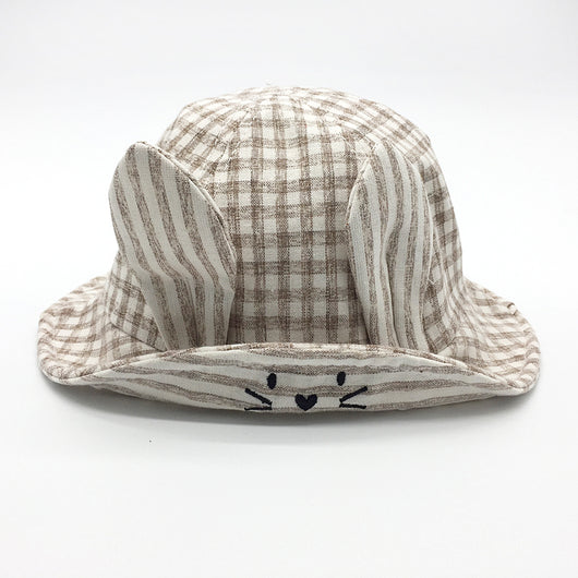 Gorro Pescador Bebé con Orejas - Protección Solar Diseño Cuadrícula Fina - Image 2
