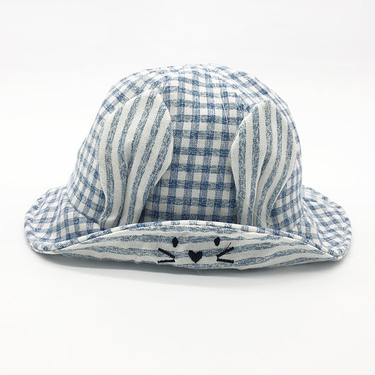 Gorro Pescador Bebé con Orejas - Protección Solar Diseño Cuadrícula Fina - Image 3