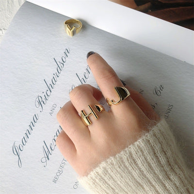 Anillo Ajustable de Letras Iniciales en Oro - Diseño Personalizado Abierto - Image 59