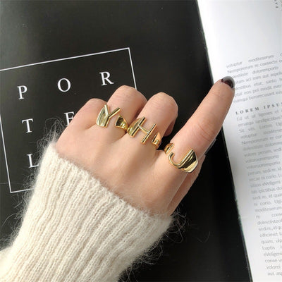 Anillo Ajustable de Letras Iniciales en Oro - Diseño Personalizado Abierto - Image 60