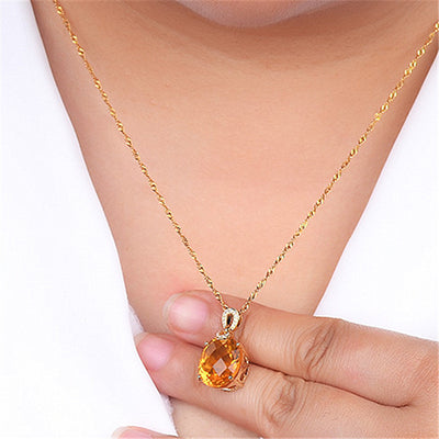 Colgante de Citrino Natural de 8 Quilates en Oro de 18K, Diseño Ovalado Minimalista - Image 10