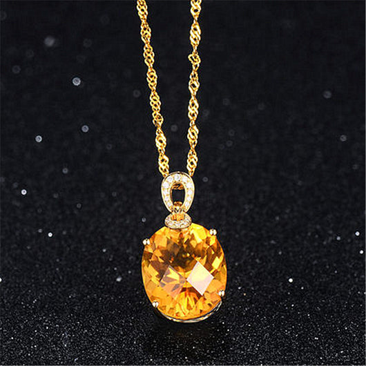 Colgante de Citrino Natural de 8 Quilates en Oro de 18K, Diseño Ovalado Minimalista - Image 8