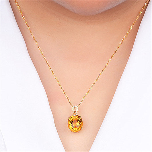 Colgante de Citrino Natural de 8 Quilates en Oro de 18K, Diseño Ovalado Minimalista - Image 7
