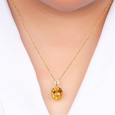Colgante de Citrino Natural de 8 Quilates en Oro de 18K, Diseño Ovalado Minimalista - Image 2
