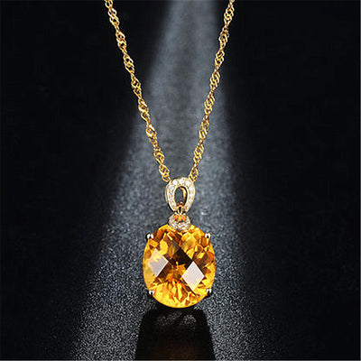 Colgante de Citrino Natural de 8 Quilates en Oro de 18K, Diseño Ovalado Minimalista - Image 3