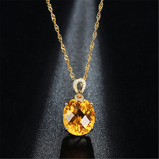 Colgante de Citrino Natural de 8 Quilates en Oro de 18K, Diseño Ovalado Minimalista - Image 3