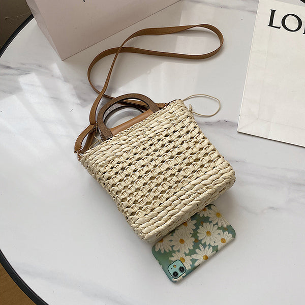Bolsa de Playa Tejida a Mano con Diseño Calado - Bolso Grande Portátil para Vacaciones