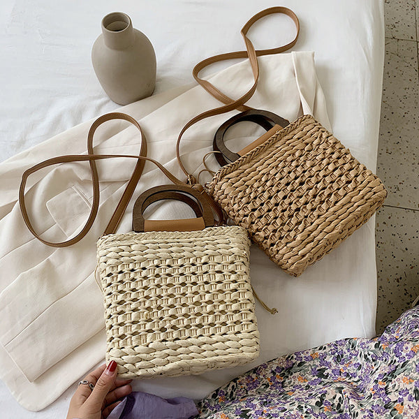 Bolsa de Playa Tejida a Mano con Diseño Calado - Bolso Grande Portátil para Vacaciones