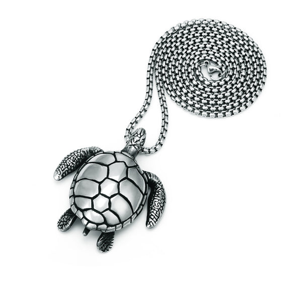 Collar Tortuga Marina de Acero Inoxidable para Hombre - Dije Titanio Resistente