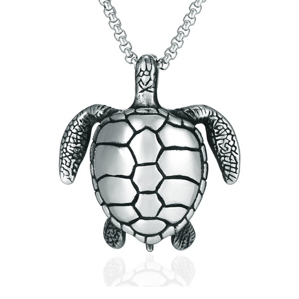 Collar Tortuga Marina de Acero Inoxidable para Hombre - Dije Titanio Resistente