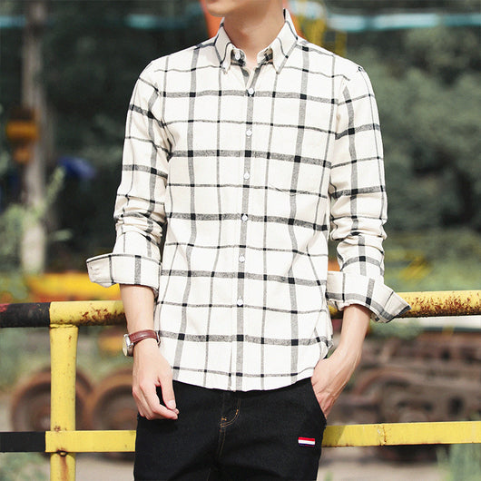Camisa Retro de Cuadros Estilo Hong Kong Manga Larga para Hombre - Image 9