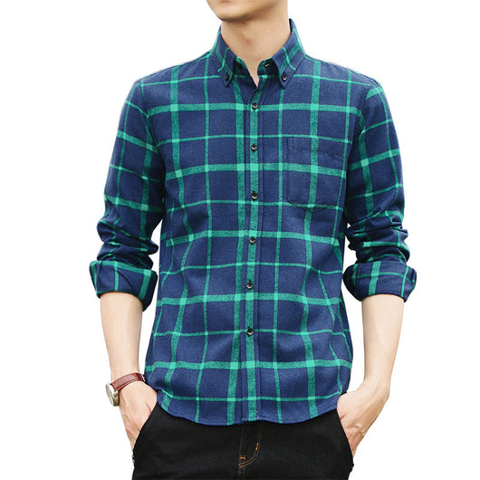 Camisa Retro de Cuadros Estilo Hong Kong Manga Larga para Hombre - Image 14