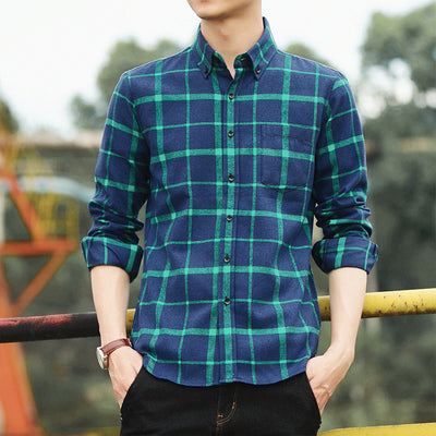 Camisa Retro de Cuadros Estilo Hong Kong Manga Larga para Hombre - Image 6