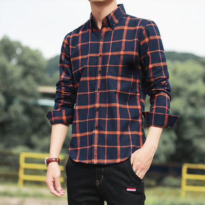 Camisa Retro de Cuadros Estilo Hong Kong Manga Larga para Hombre - Image 3