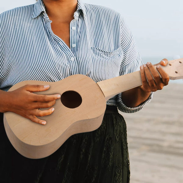 Ukelele Soprano de Madera Blanca 21 Pulgadas - Kit Completo Guitarra Hawaiana
