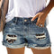 Shorts de Mezclilla Estampado Leopardo y Camuflaje Rotos para Mujer