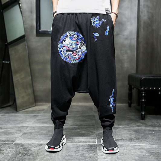 Pantalones Casuales Bordados Otoño Talla Grande Corte Recto Cintura Baja