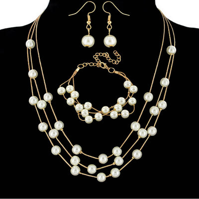 Conjunto de Joyería Elegante: Reloj de Diamantes, Pulsera de Perlas, Aretes y Collar - Image 3