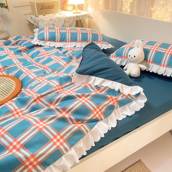 Juego de Cama Princesa Arcoíris con Encaje - Funda Nórdica, Sábana y Volante