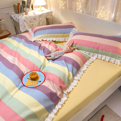 Juego de Cama Princesa Arcoíris con Encaje - Funda Nórdica, Sábana y Volante - Image 5