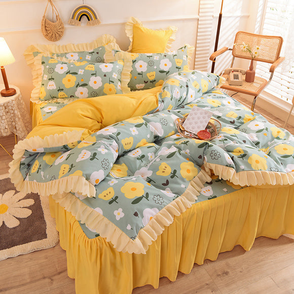 Juego de Cama Princesa con Encaje y Corazones - Funda Nórdica Romántica
