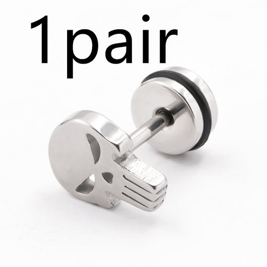 Aretes de Calavera en Acero Titanio Hipoalergénico para Hombre - Image 8