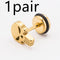 Skull Head Men's Titanium Steel Hypoallergenic Stud Earrings Golden 1pair