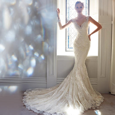 Vestido de Novia Sirena Halter Playa Elegante con Cola Luz - Image 9