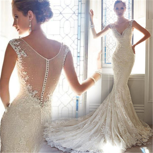 Vestido de Novia Sirena Halter Playa Elegante con Cola Luz