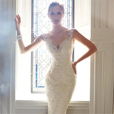 Vestido de Novia Sirena Halter Playa Elegante con Cola Luz - Image 3