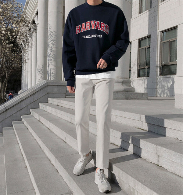Sudadera Béisbol con Estampado de Letras - Cuello Redondo