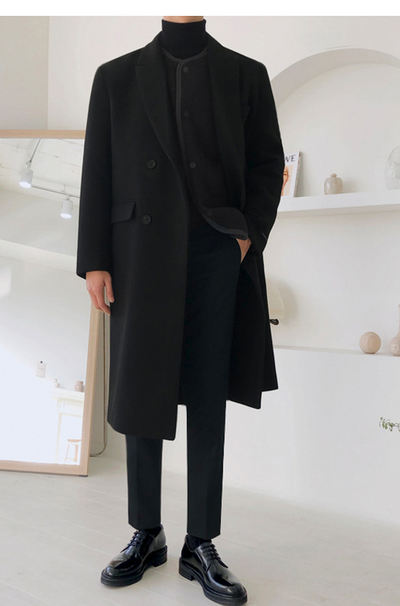 Abrigo de Lana Hombre Estilo Británico Moda Coreana Invierno Corte Medio - Image 7
