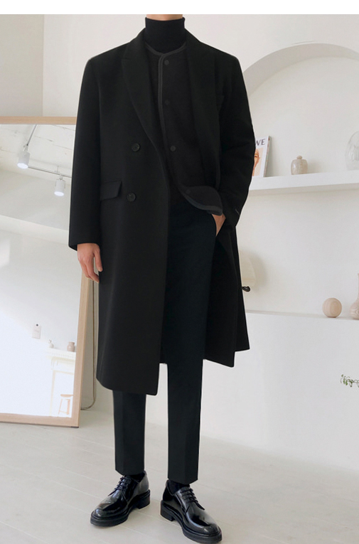Abrigo de Lana Hombre Estilo Británico Moda Coreana Invierno Corte Medio - Image 7