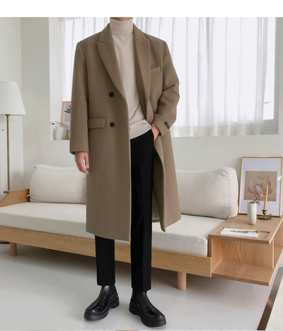 Abrigo de Lana Hombre Estilo Británico Moda Coreana Invierno Corte Medio - Image 9