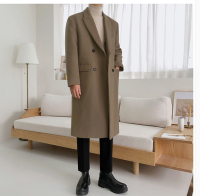 Abrigo de Lana Hombre Estilo Británico Moda Coreana Invierno Corte Medio - Image 10