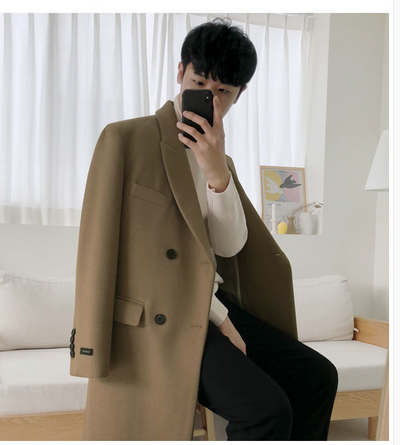 Abrigo de Lana Hombre Estilo Británico Moda Coreana Invierno Corte Medio - Image 14